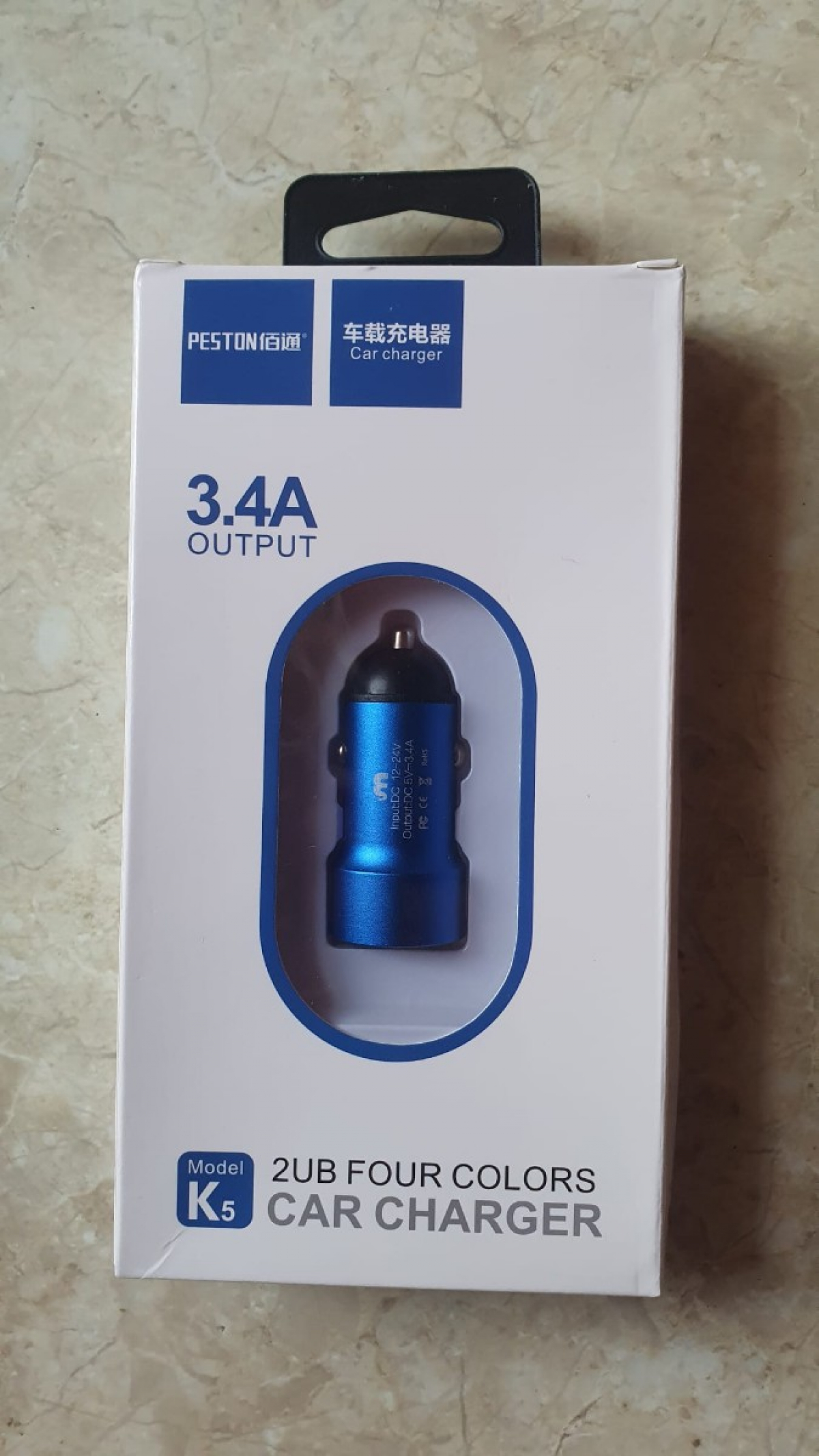 Ładowarka samochodowa USB-C 3.4A – kolor niebieski