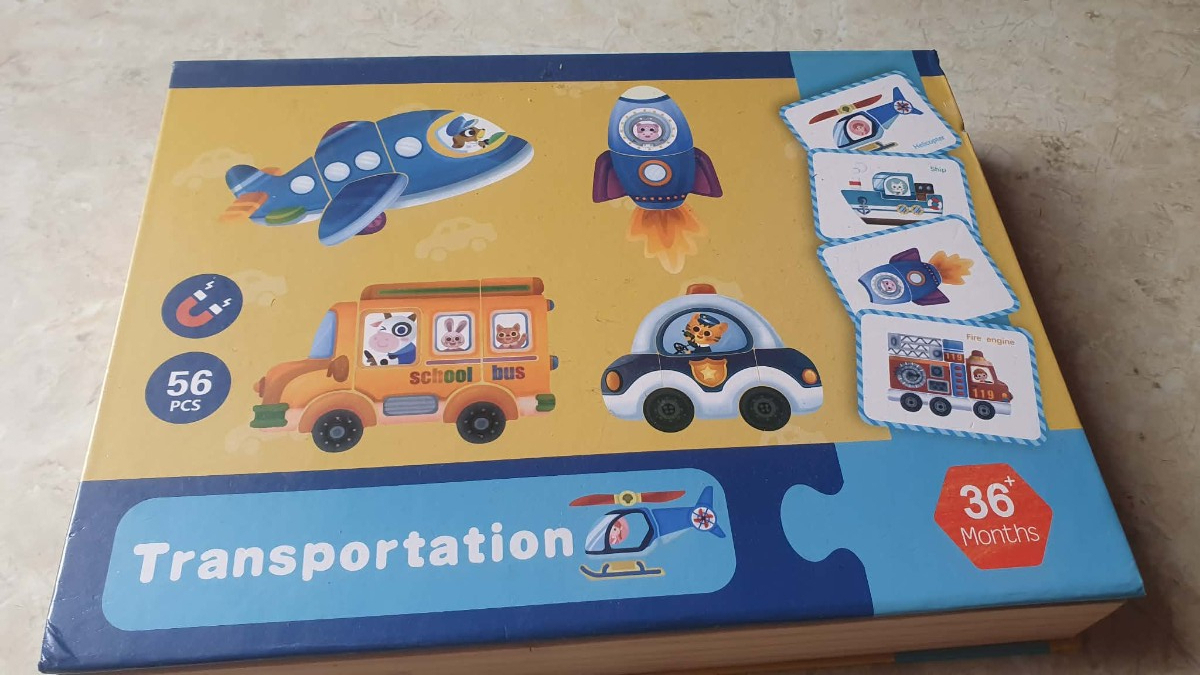 Puzzle Edukacyjne „TRANSPORTATION” – 56 Elementów | 36m+